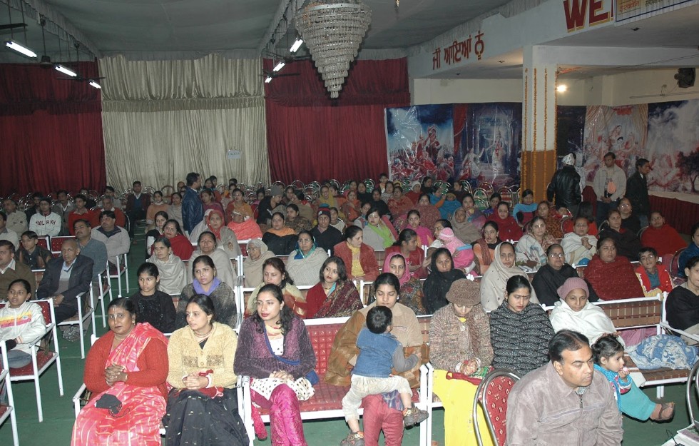 Devotees in joyful kirtan